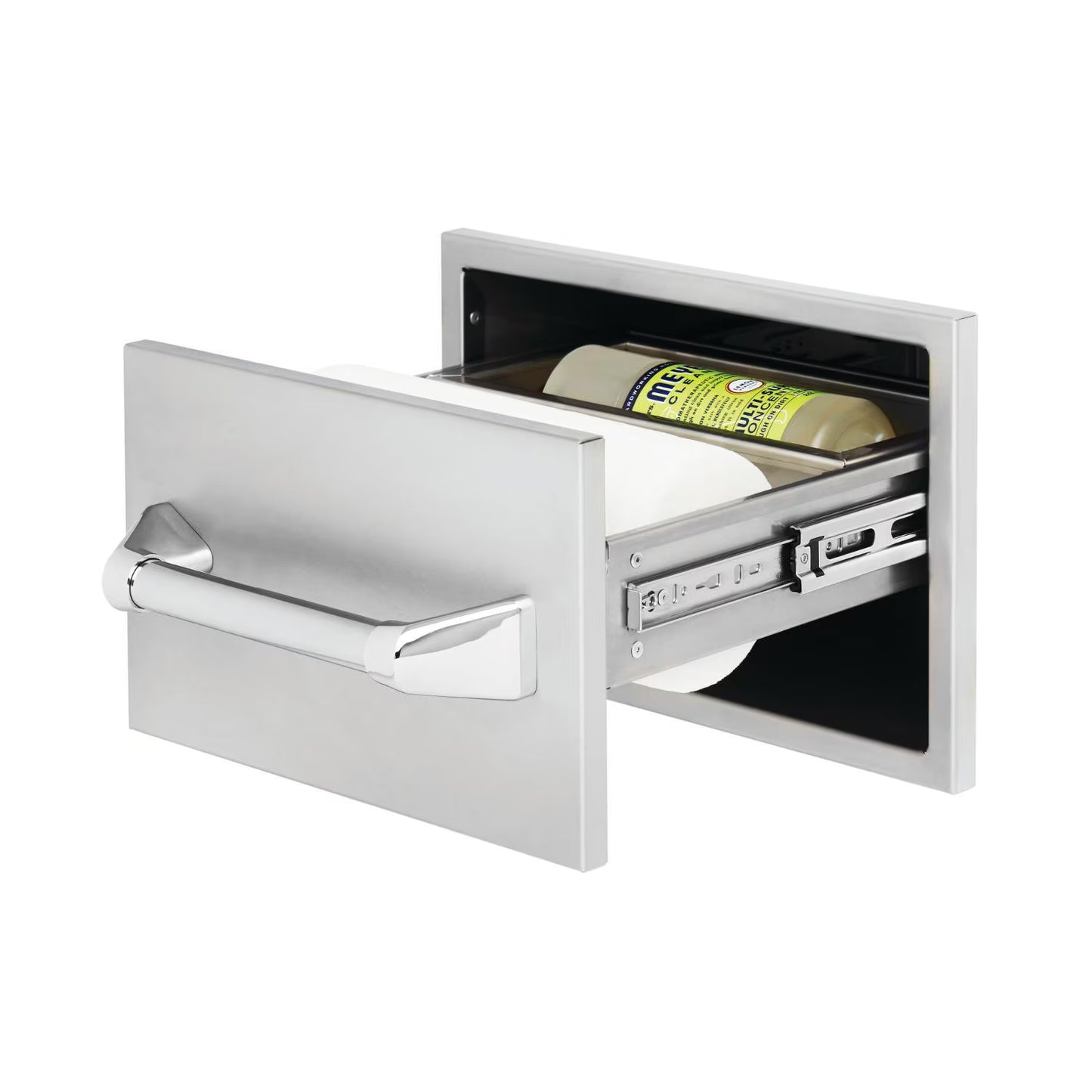 Twin Eagles 15-Inch Built-In Stainless Steel Paper Towel Drawer with Storage Tray