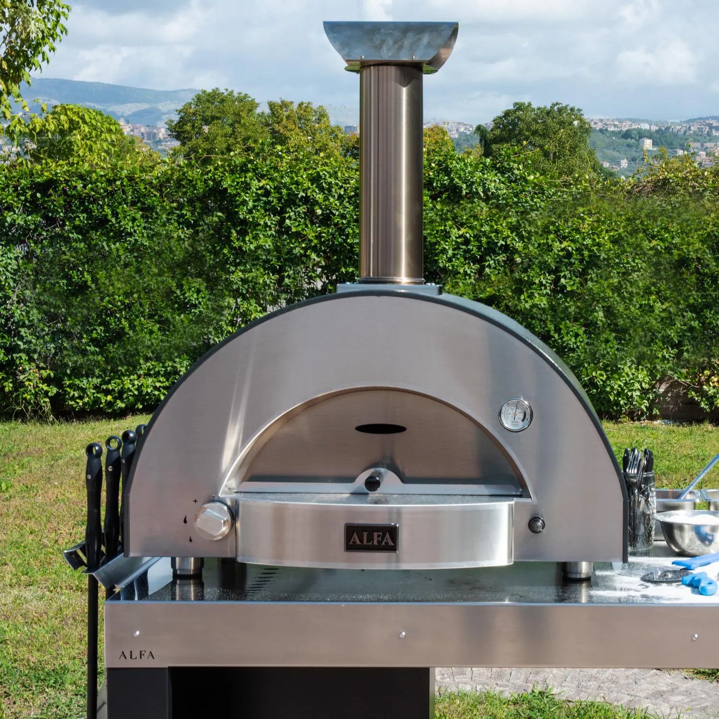 Alfa Classico 2 Pizze; Gas-Fired Pizza Oven. Ardesia Grey Wood Burning Hybrid Kit (Sold Separately)