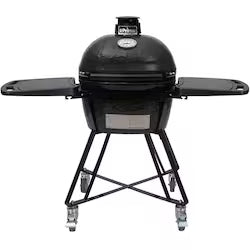 Primo All-In-One Oval Junior 200 Ceramic Kamado Grill With Cradle, Side Shelves And Stainless Steel Grates
