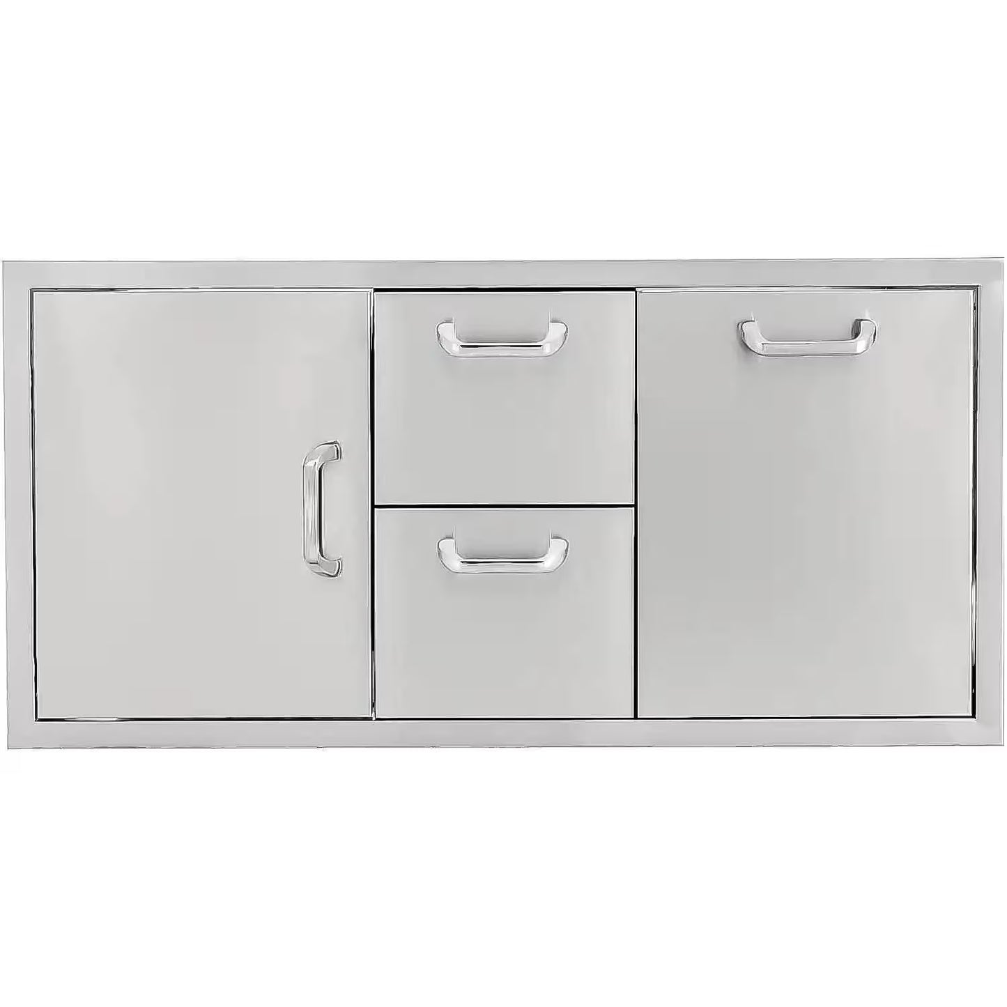 The Grill Guys 42-in Stainless Steel Door, Double Drawer & Roll-Out Trash Bin Combo