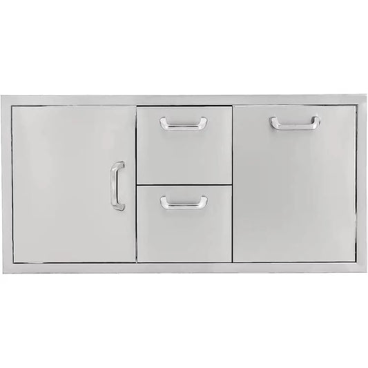 The Grill Guys 42-in Stainless Steel Door, Double Drawer & Roll-Out Trash Bin Combo