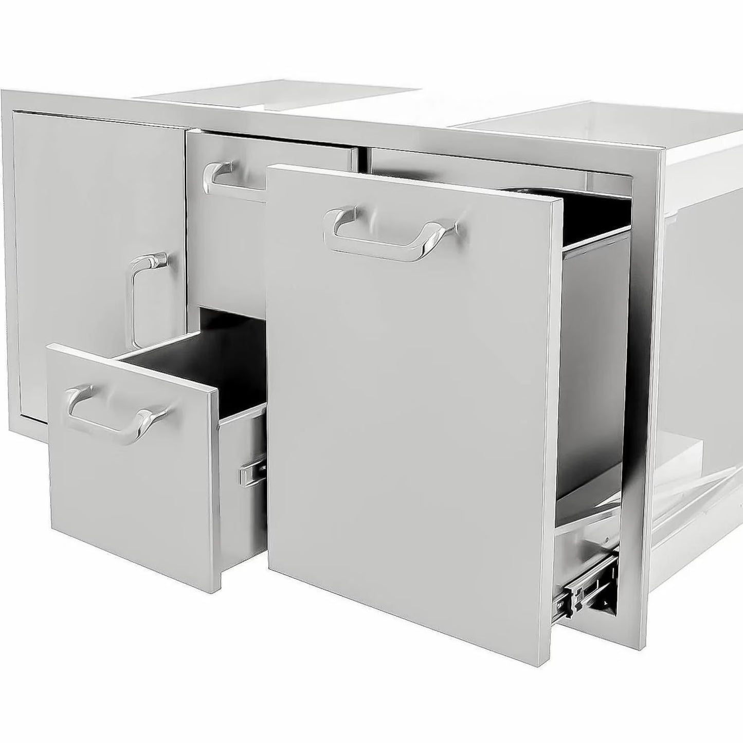 The Grill Guys 42-in Stainless Steel Door, Double Drawer & Roll-Out Trash Bin Combo
