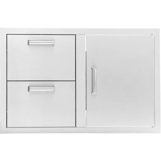 The Grill Guys 32-in Stainless Steel Reversible Access Door & Double Drawer Combo