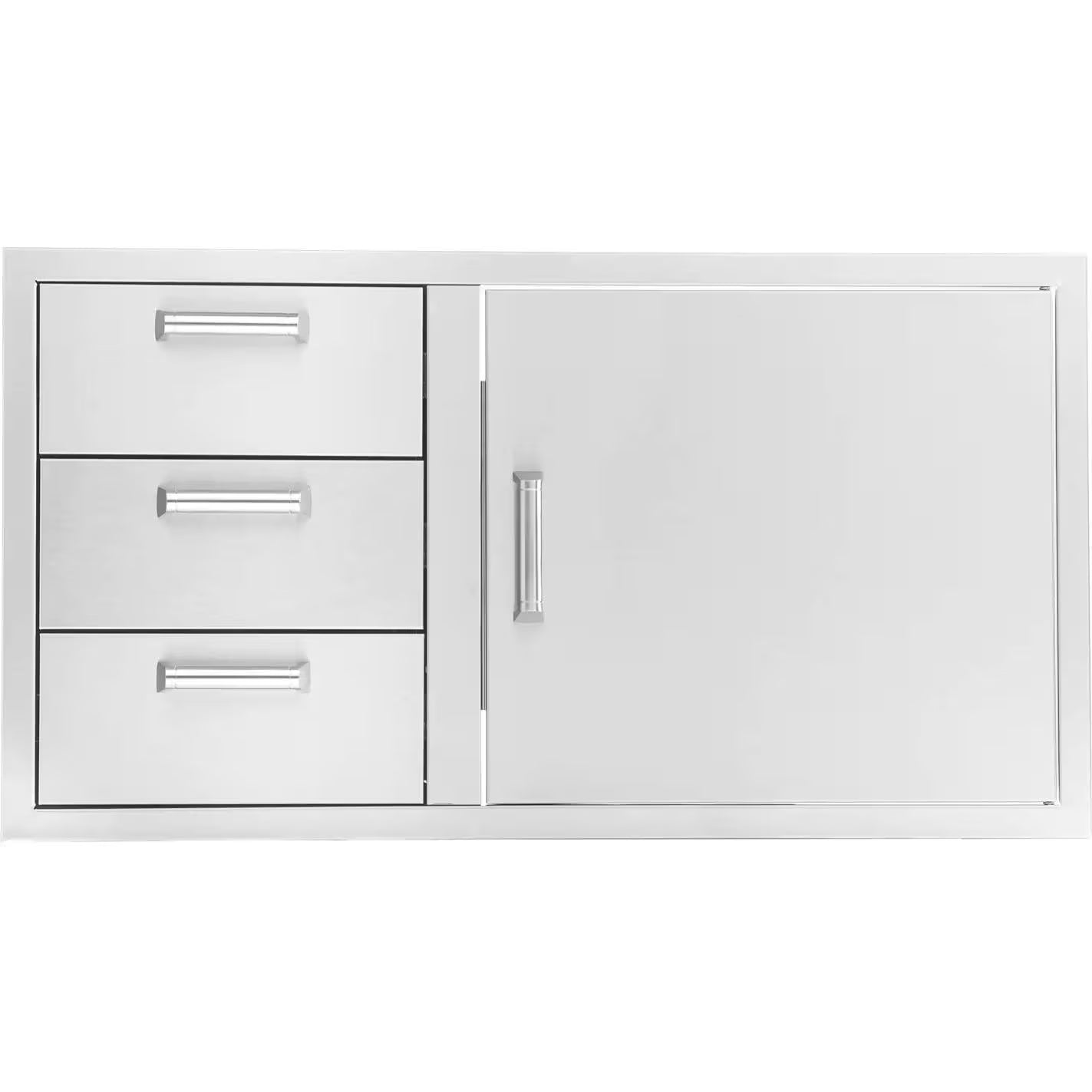 The Grill Guys 39-in Stainless Steel Reversible Access Door & Triple Drawer Combo