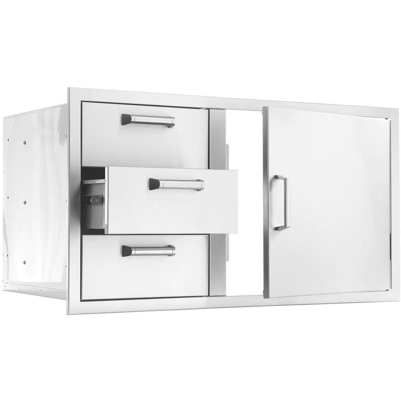 The Grill Guys 39-in Stainless Steel Reversible Access Door & Triple Drawer Combo