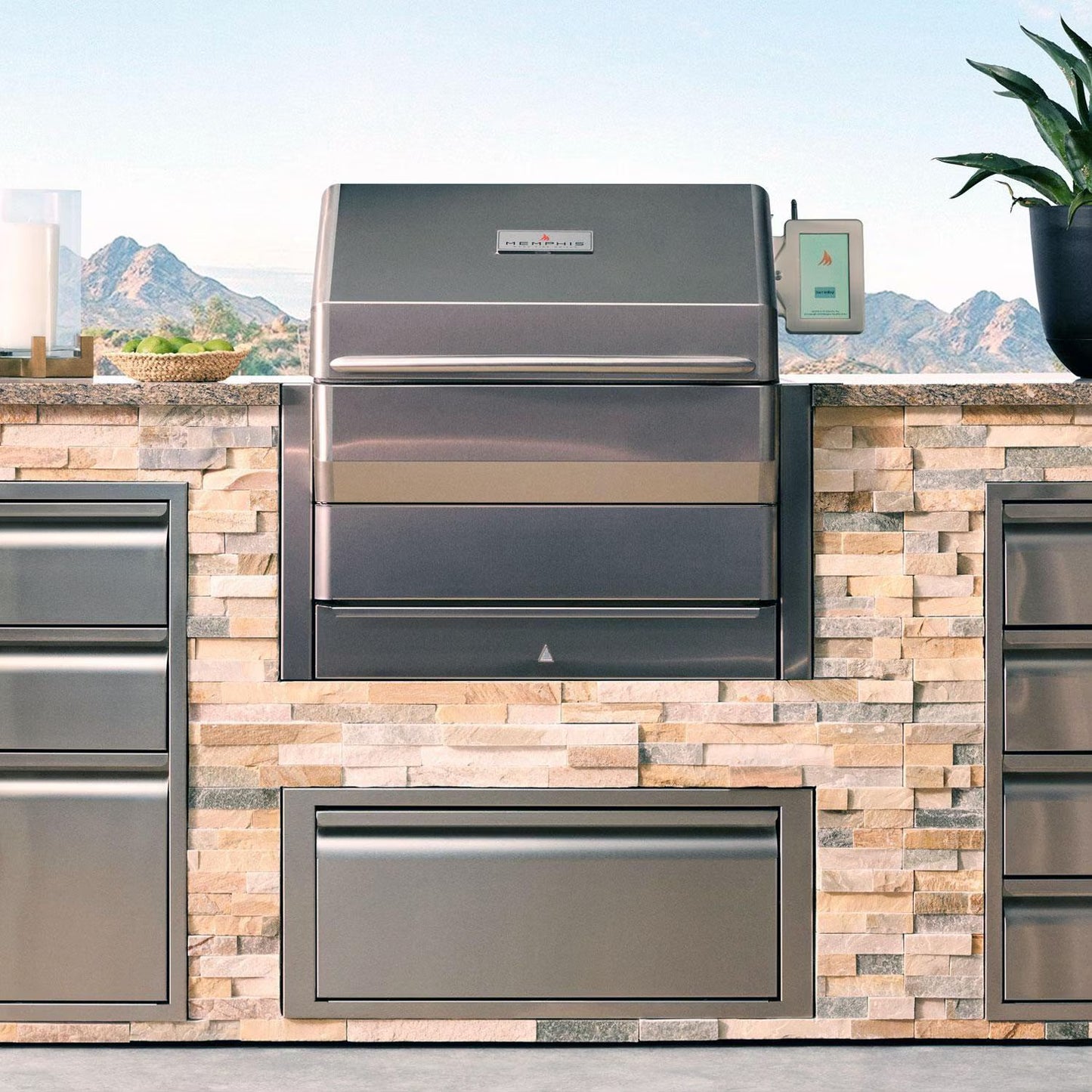 Memphis Grills Pro ITC3 Wi-Fi Monitored 28-Inch 304 Stainless Steel Built-In Pellet Grill