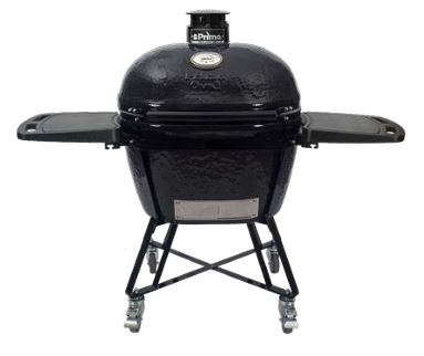 Primo All-In-One Oval XL 400 Ceramic Kamado Grill With Cradle, Side Shelves, And Stainless Steel Grates