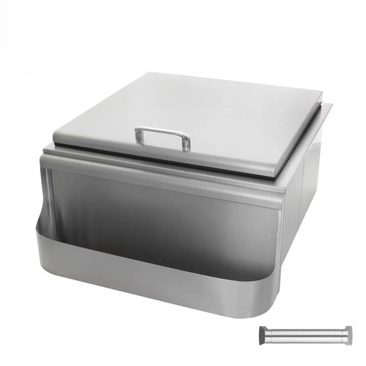 The Grill Guys 25-in Slide-In Ice Bin Cooler w/ Speed Rail & Condiment Holder