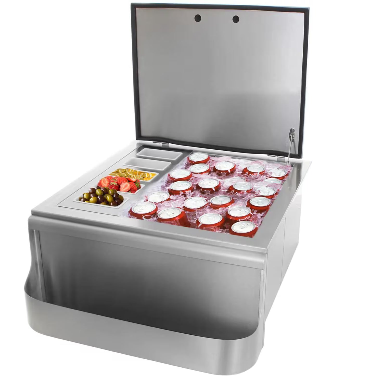 The Grill Guys 25-in Slide-In Ice Bin Cooler w/ Speed Rail & Condiment Holder