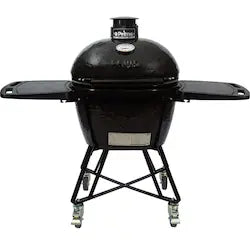 Primo All-In-One Oval Large 300 Ceramic Kamado Grill With Cradle, Side Shelves, And Stainless Steel Grates
